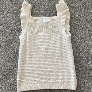 LOFT Cream Textured Knit Top